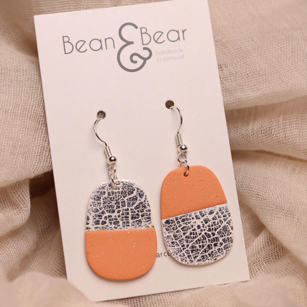 Terracotta and Silver Crackle + Silver Hooks