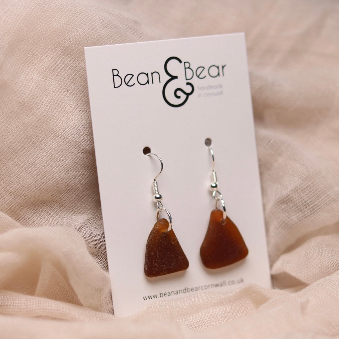 Cola Sea Glass + Silver Hooks