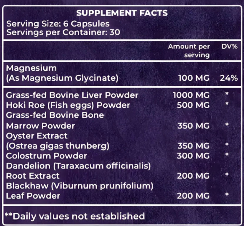 Supplement facts panel