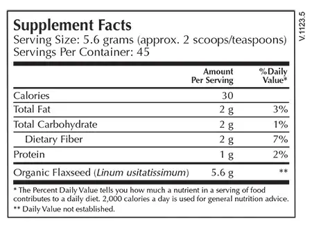 Moss Nutrition Flaxseed Fiber supplement facts