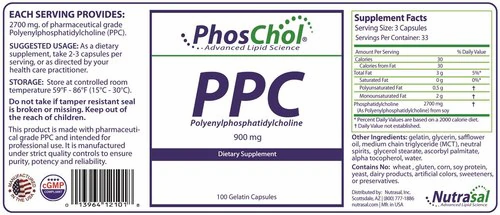 Nutrasal PhosChol PPC softgels product label