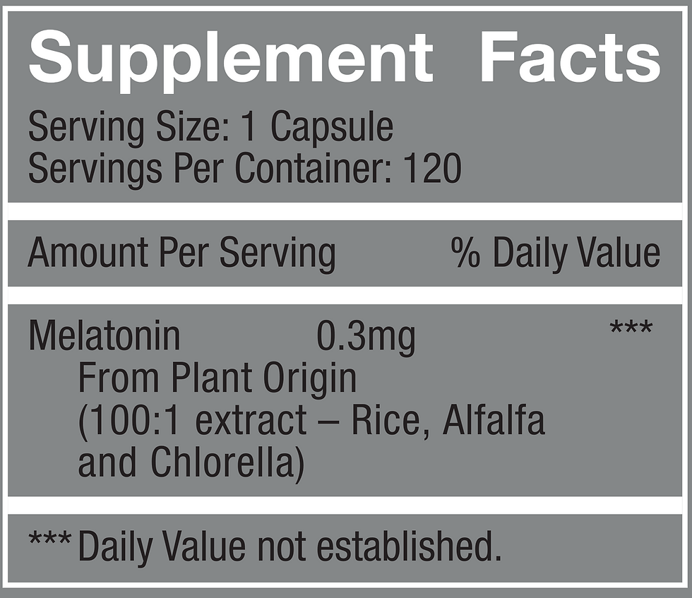 plant based melatonin capsules supplement facts