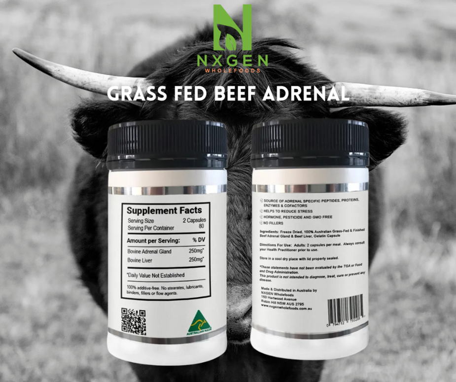 NXGEN Wholefoods Grass Fed Beef Adrenal supplement facts