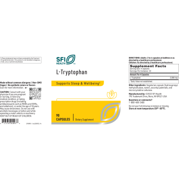 SFI L-Tyrptophan product label