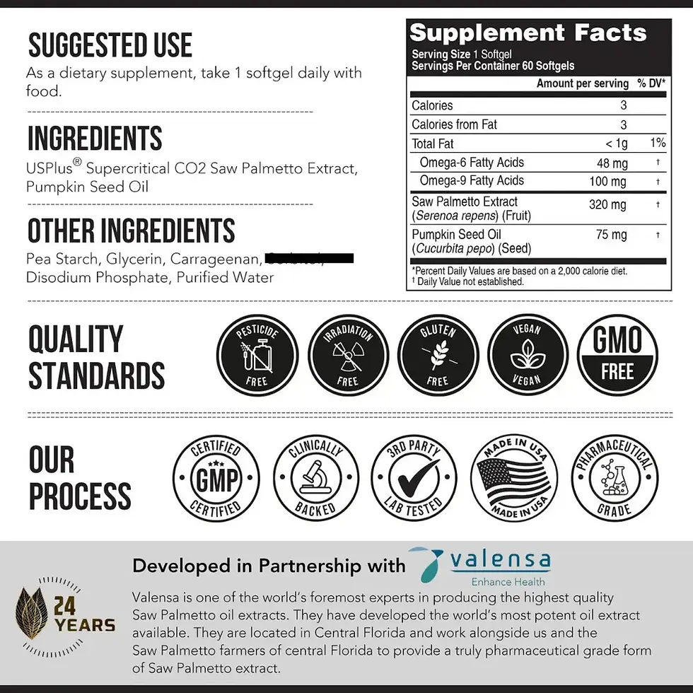Triquetra Health Saw Palmetto Extract supplement facts