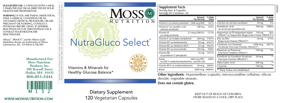 Thumbnail: Moss Nutrition NutraGluco Select product label