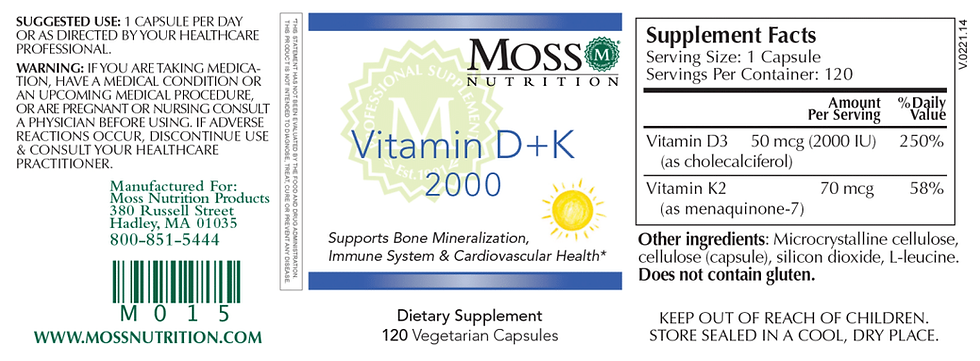 Thumbnail: Moss Nutrition Vitamin D and K 2000 product label