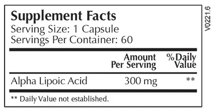 Moss Nutrition Lipoic Acid 300 mg supplements facts