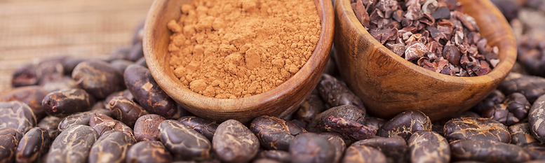 Cacao beans, powder, and nibs