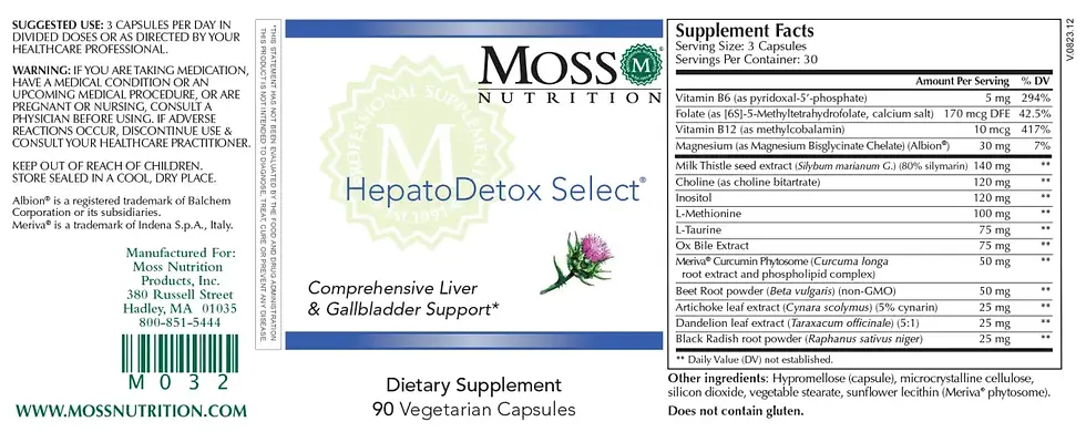 Thumbnail: Moss Nutrition HepatoDetox Select product label