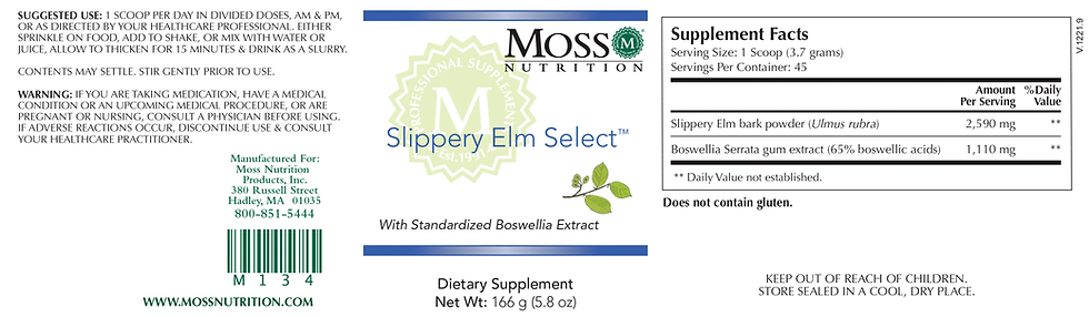 Thumbnail: Moss Nutrition Slippery Elm Select product label