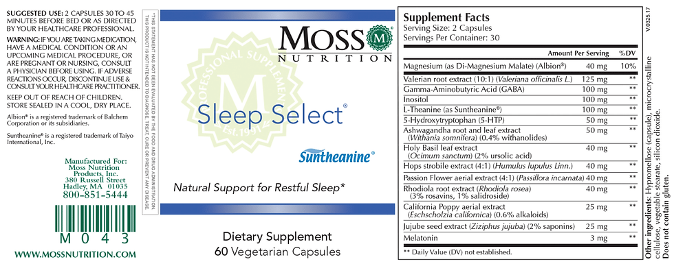 Thumbnail: Moss Nutrition Sleep Select label