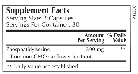 Moss Nutrition Phosphatidylserine supplement facts
