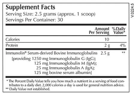 Moss Nutrition IgG Select supplement facts