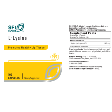 SFI L-Lysine product label