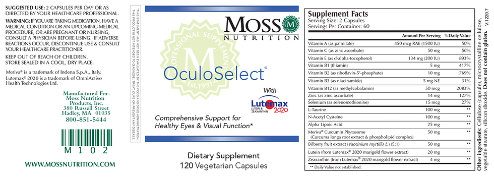 Thumbnail: Moss Nutrition OculoSelect product label