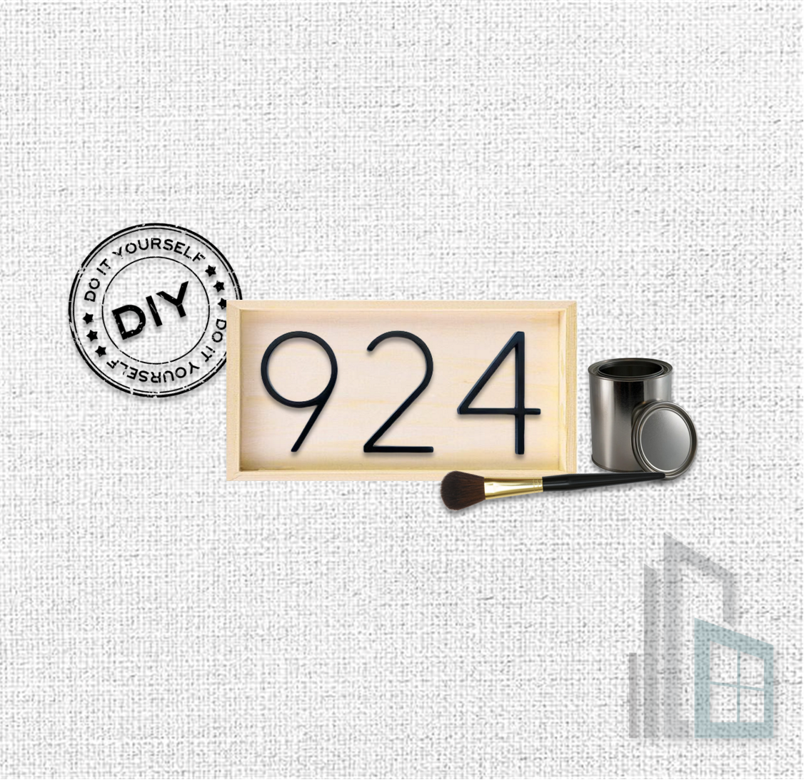 Address Number Sign (Framed) - ALL DIGITS [Unfinished DIY Kit]