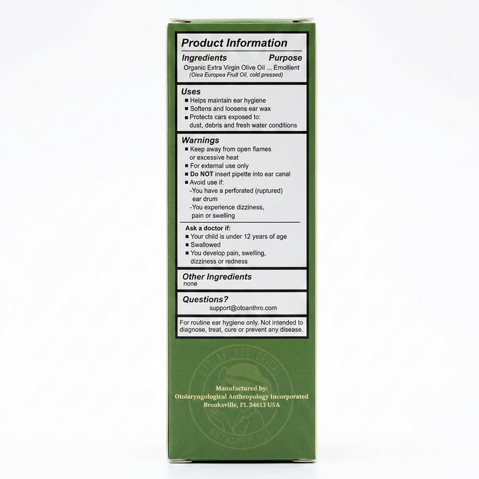 Thumbnail: Olive Auil label showing ingredients, uses and directions