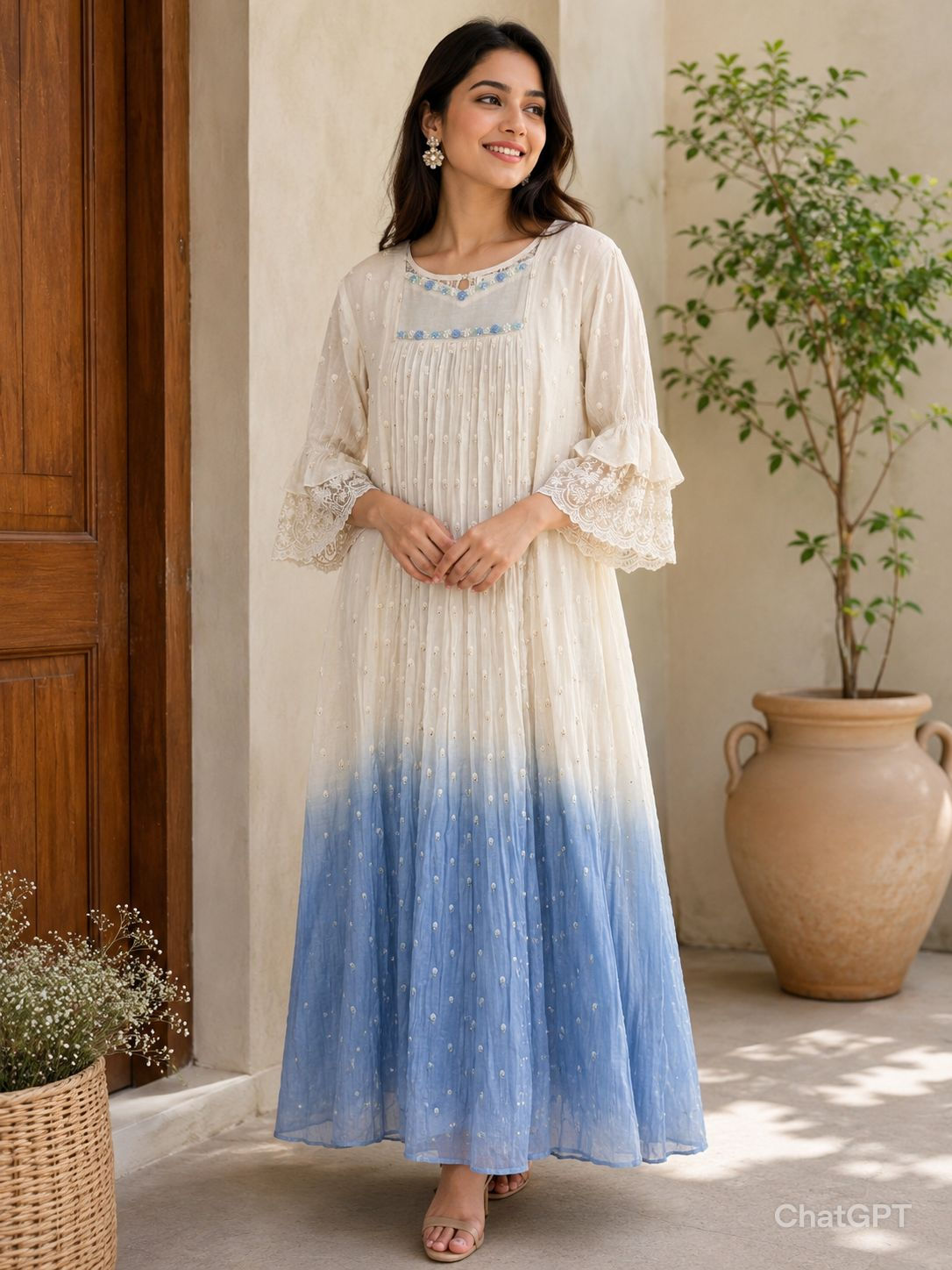 HN452 - sky blue ombré dress top only
