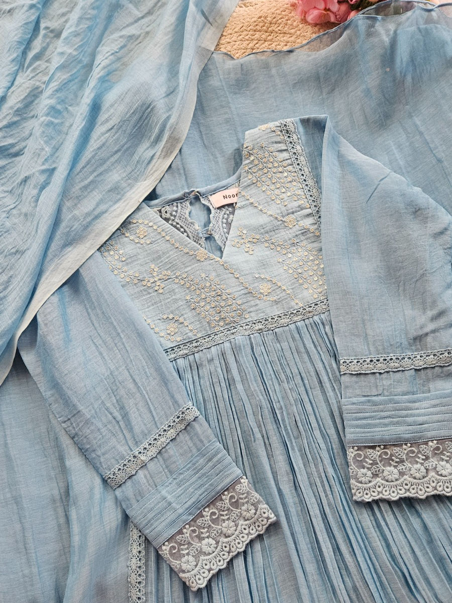 HN347 - Chanderi Top with Dupatta