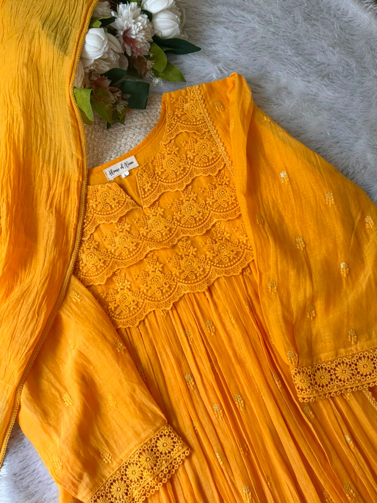 HN451 - mustard blaze top and dupatta