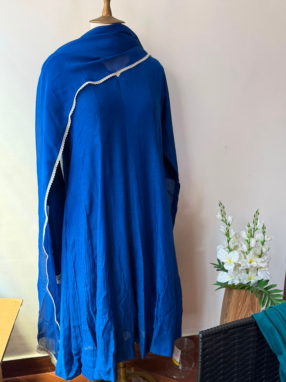 Thumbnail: HN485 - Royal blue Chanderi top and dupatta 