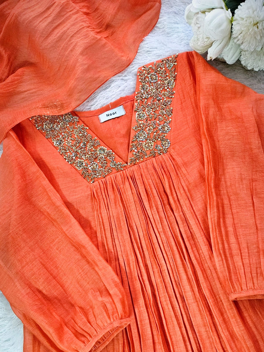 HN303 - Chanderi Top with Dupatta and Bottom