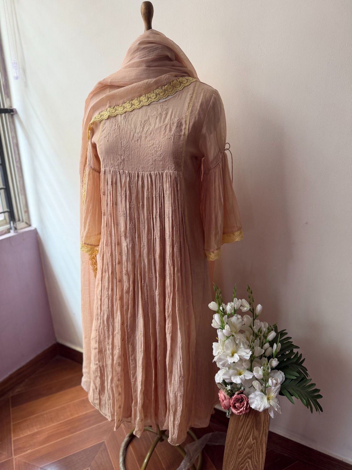 HN440 - Chanderi top with dupatta