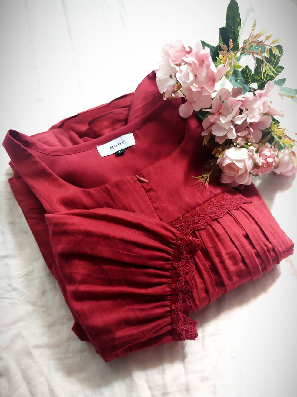 HN046 - Lace Attached Chandheri Feeding Kurti