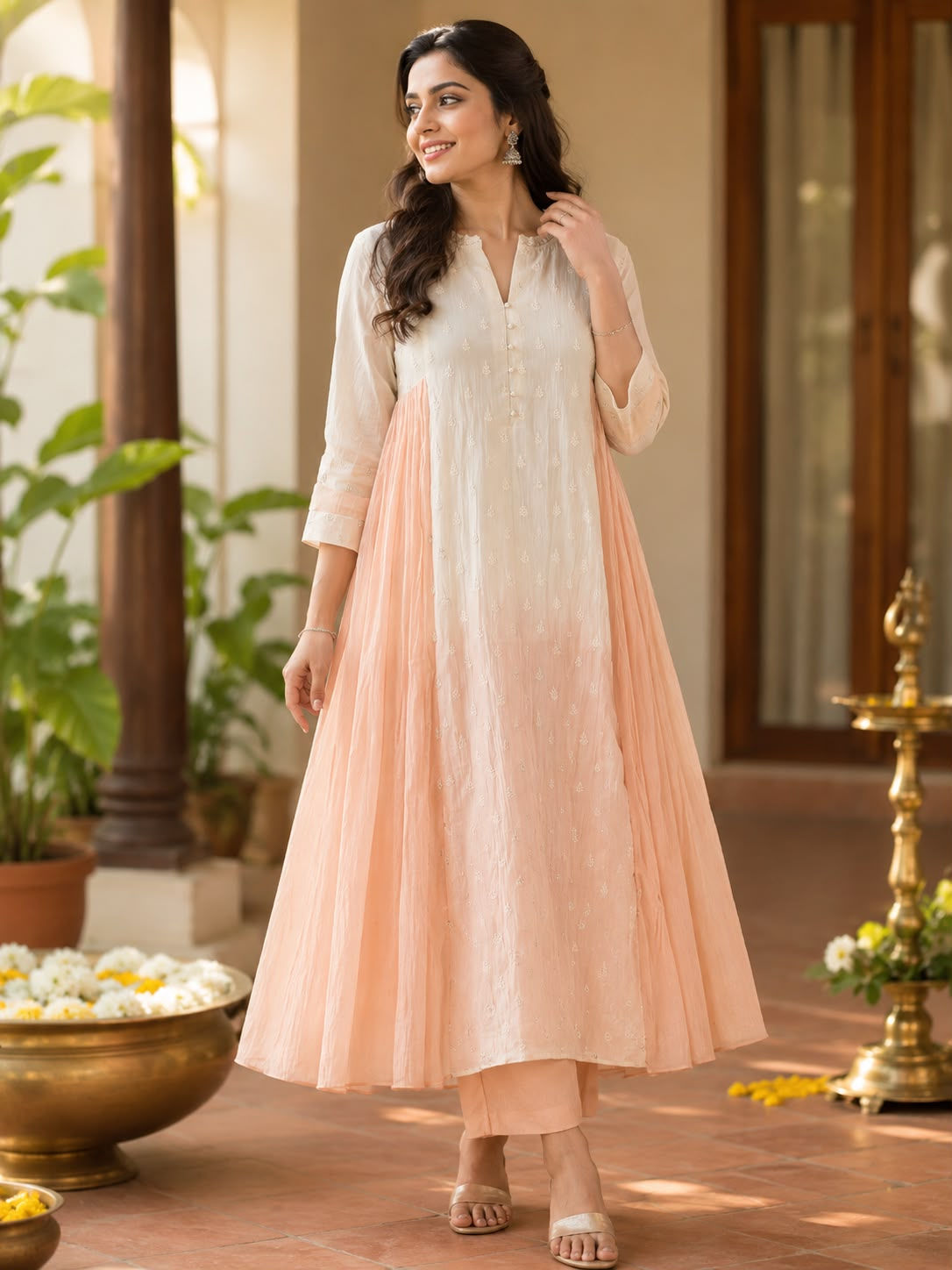 HN471 - peach ombré dress