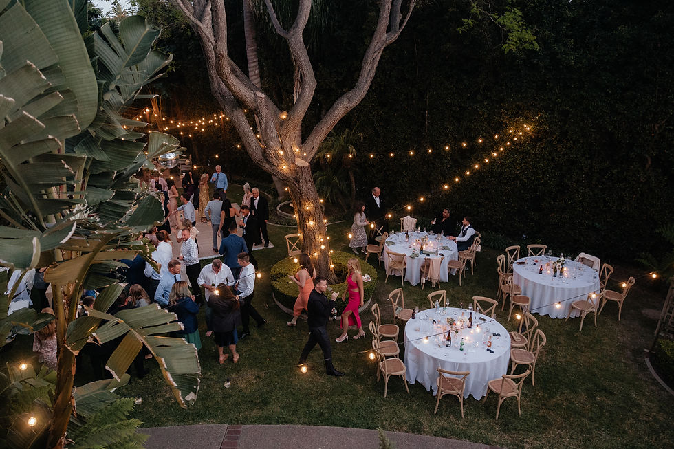 A wedding reception set up at The Simpson House Inn in Santa Barbara, California