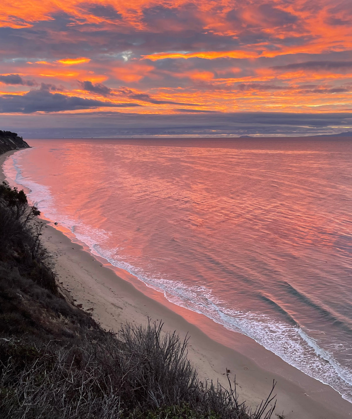 A sunset over the beach in Santa Barbara, California