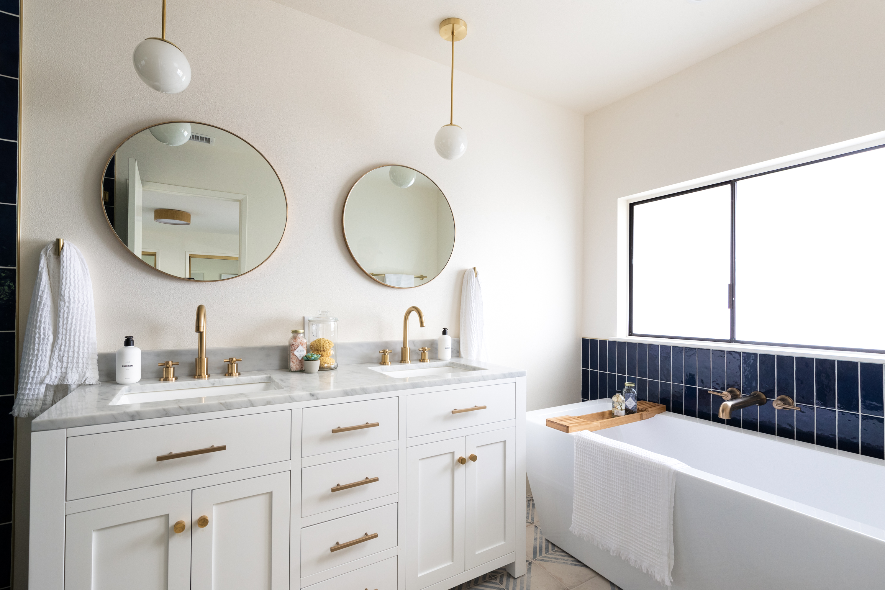 Tile Wainscot in Master Bathrooms — Hearth Homes Interiors