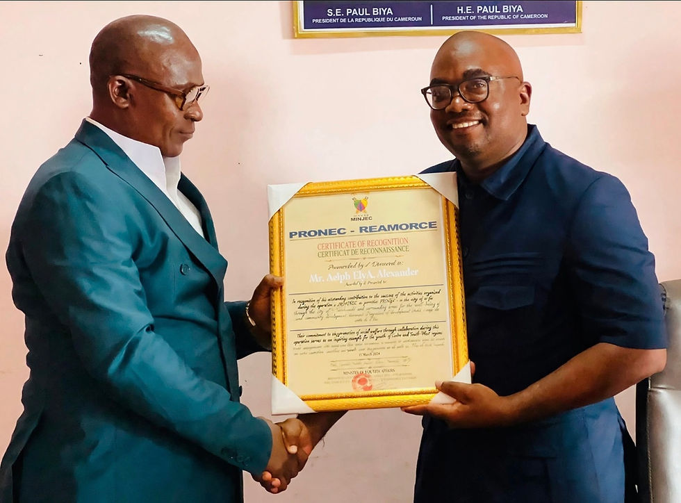 Fako youth parliamentarian Hon. Adolf Mwambo, two others bag ministerial awards