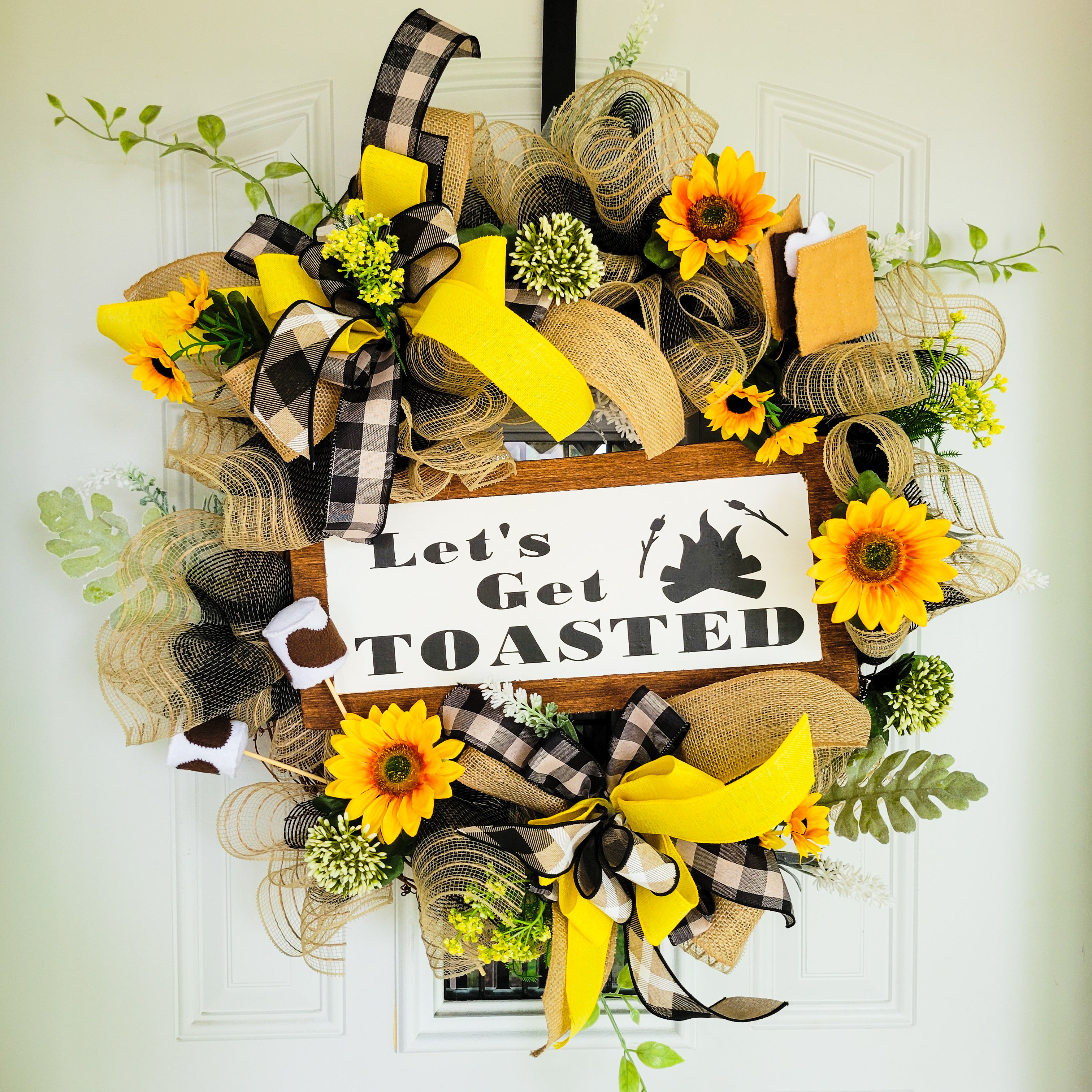 Summer wreath,  summertime wreath, smores wreath,  summer door wreath 