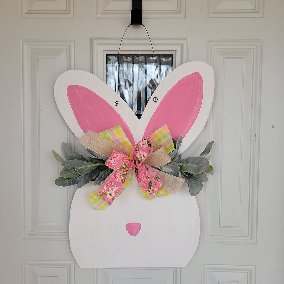 Thumbnail: Bunny head door hanger,  Bunny door wreath,  Easter wreath 