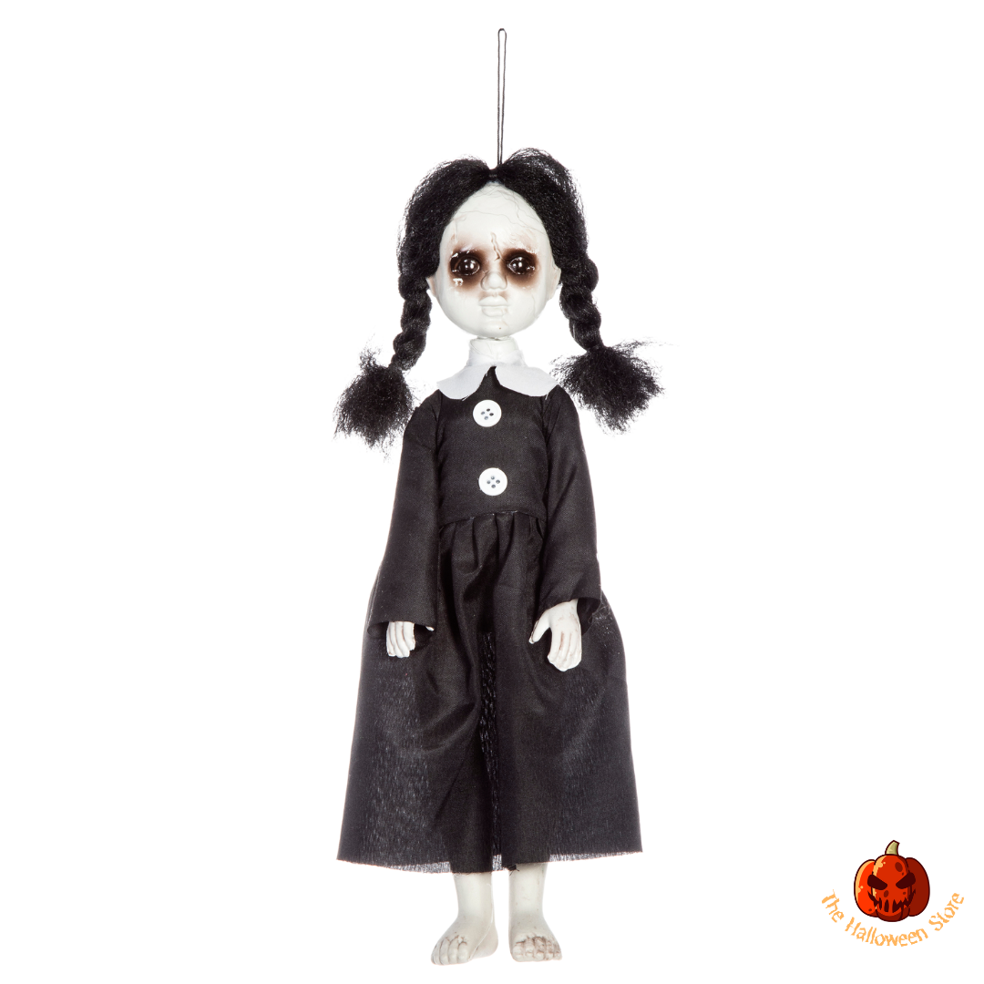 Gothic Charm Wednesday Style Doll In Black Dress – 31cm