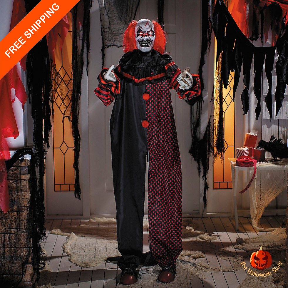 Heckle and Hide Pop-Up Two-Headed Clown Animated Prop - 5.9ft