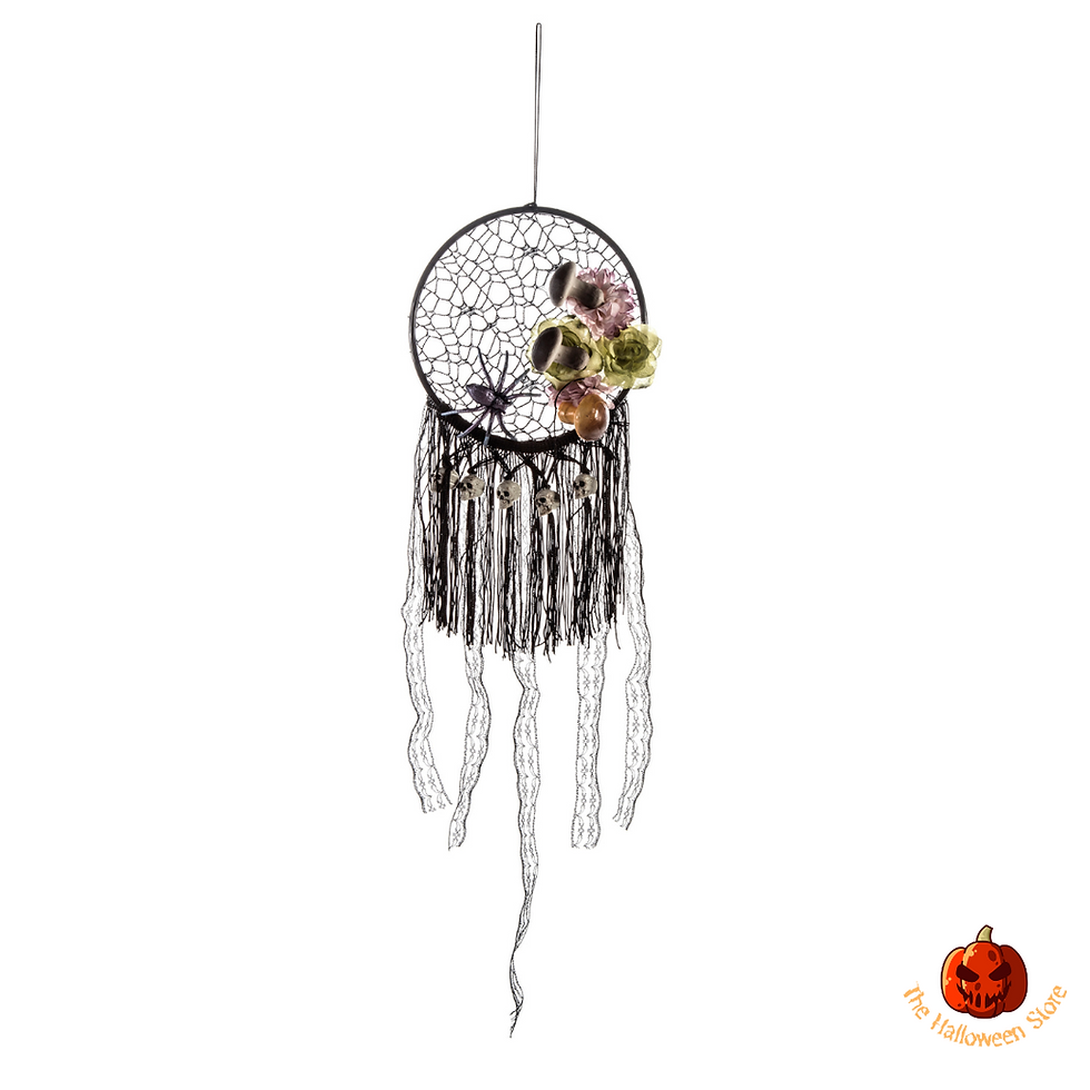 Thumbnail: Black Webbed Dreamcatcher Half Moon & Full Moon - 65cm