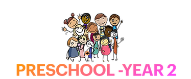 Cartoon image of young children with heading 'Preschool - Year 2' for the Music P.D., Wellbeing Page