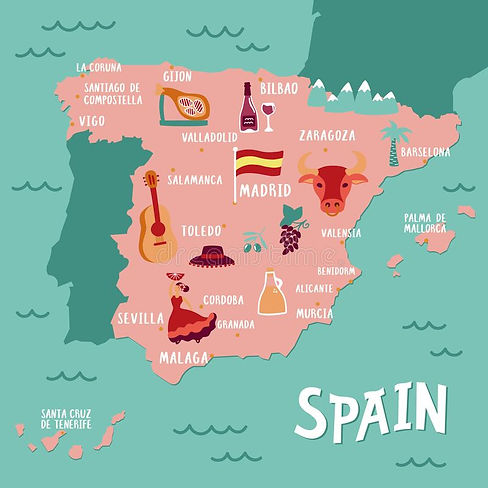 mappa-turistica-di-vettore-della-spagna-illustrazione-viaggio-con-il-atributics-nazionale-