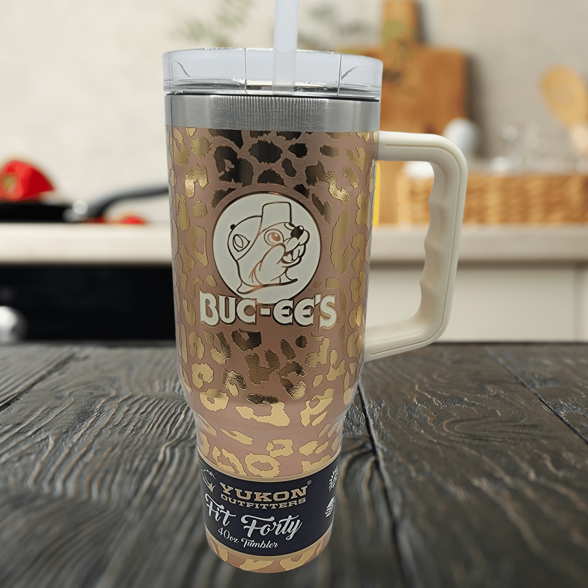 Buc-ee's Yukon Outfitters Rose Gold 40oz Tumbler- Ergonomic handle, w/Straw, Non-slip Bottom