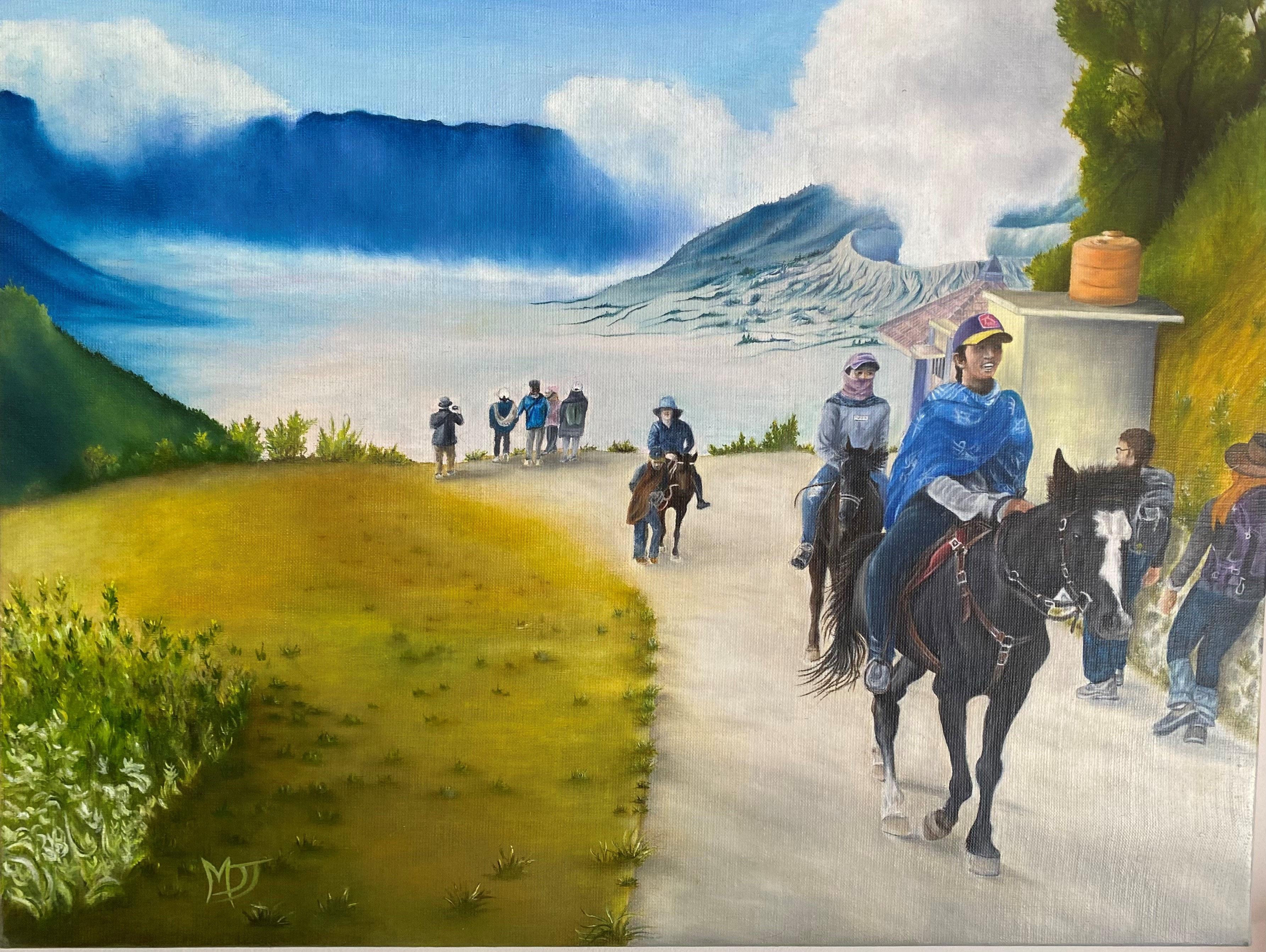 Rando en Indonésie sur le volcan Bromo fumant. Il est situé dans l'énorme caldeira de Tengger. Scientifique de formation, Mdj a la passion pour cette géologie volcanique très éprouvante quand on veut l'étudier de près et de nuit.