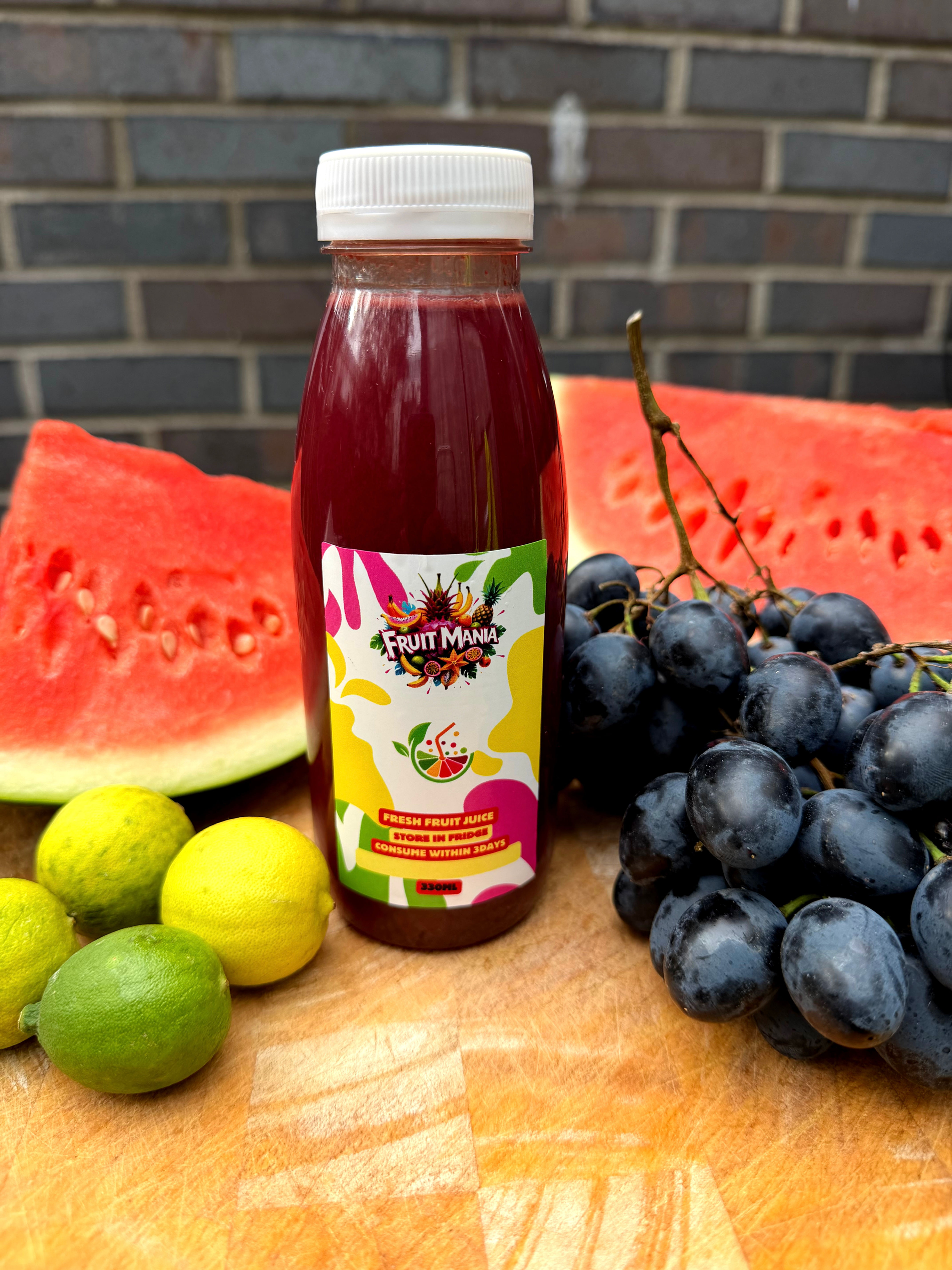 Watermelon, Black Seeded Grapes and Lime Juice