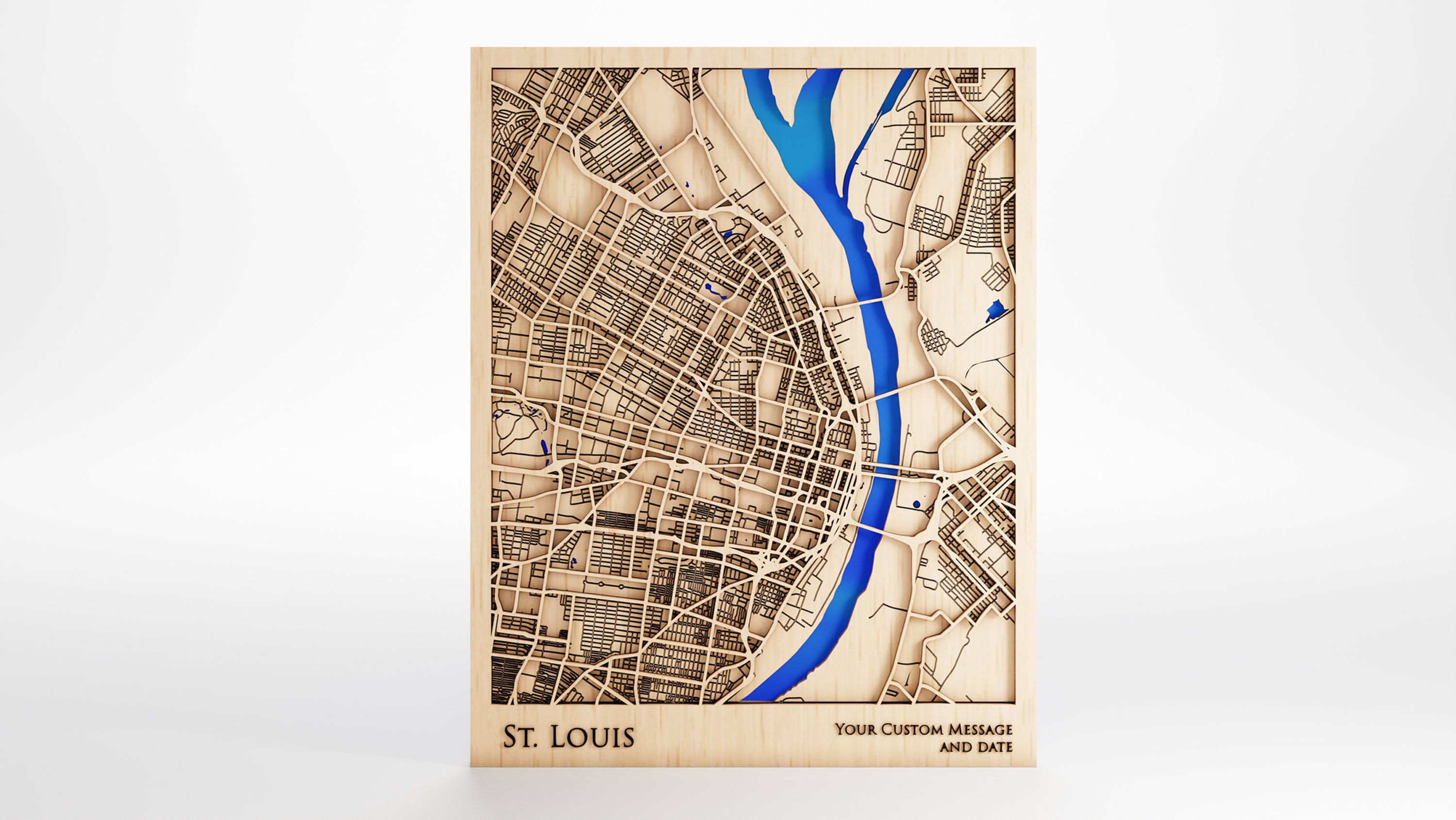 St. Louis Missouri Wood Map