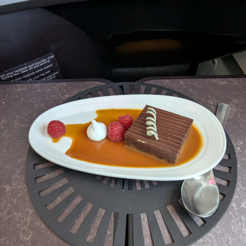 Chocolate brownie with caramel sauce