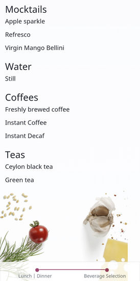 Qatar Airways economy menu QR212 ATH-DOH