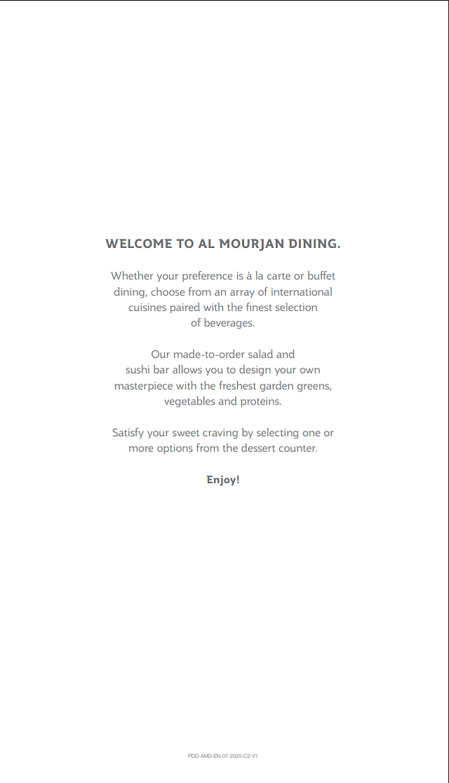 Al Mourjan Garden Lounge Menu Welcome to the dinning