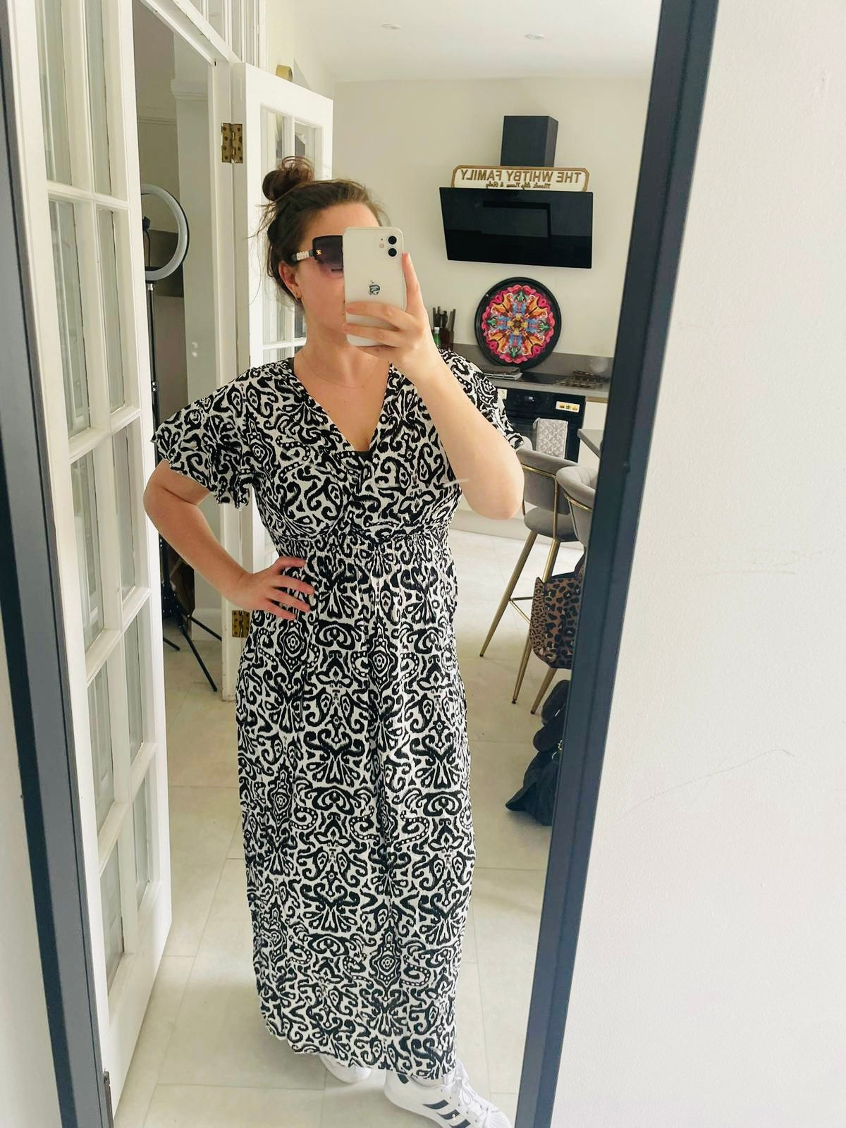 Pattern cotton maxi dress 1053 