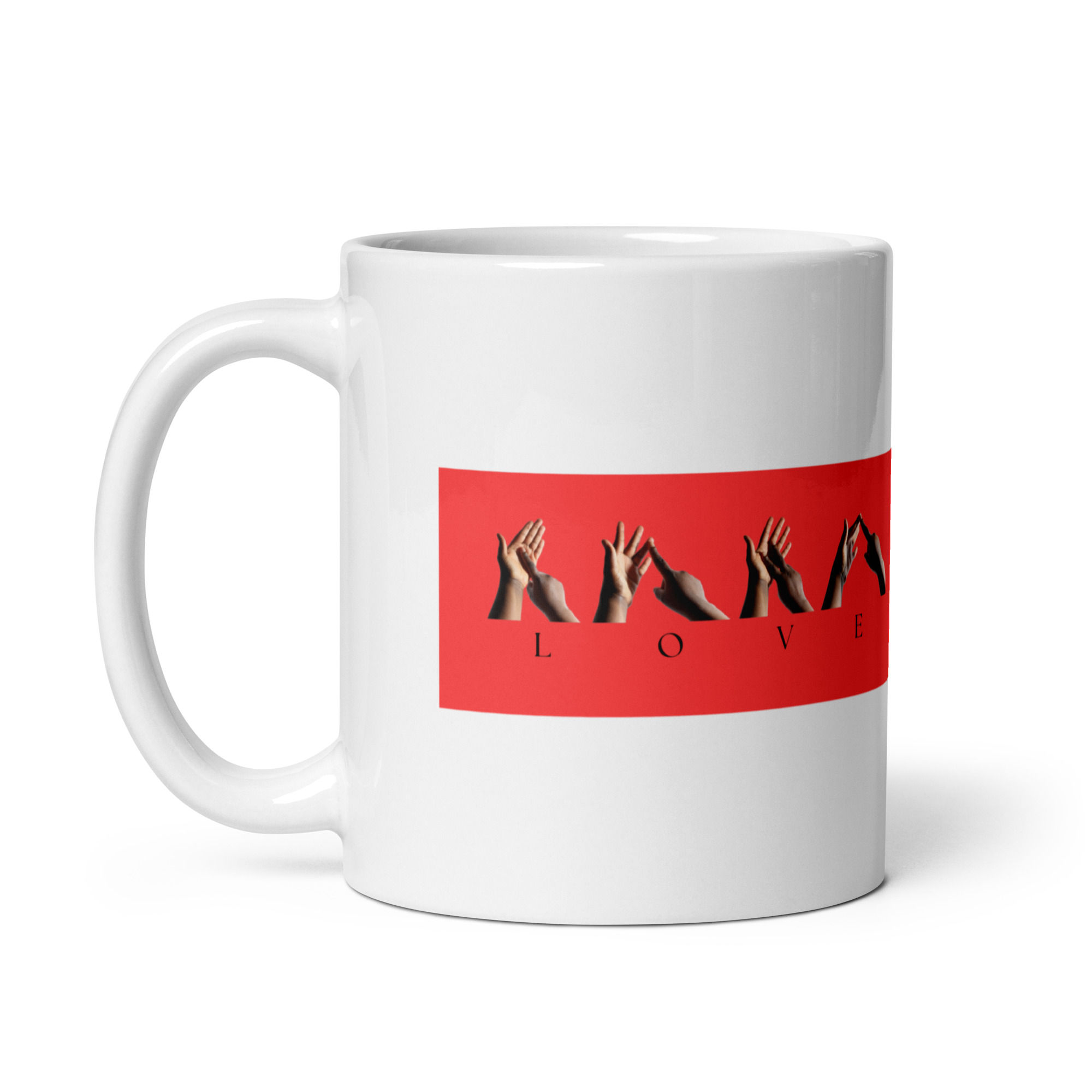 Personalise Sign Language Alphabet White glossy mug